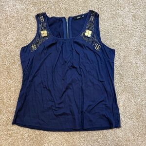 a.n.a Royal Blue Sleeveless Top with Gold Accents